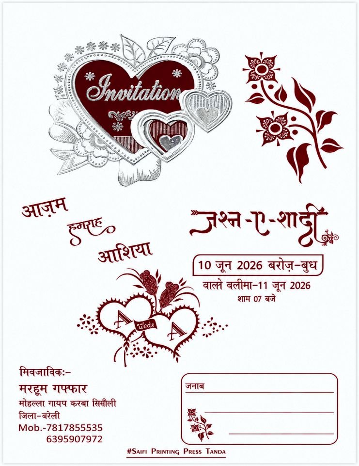 Premium Wedding Invitation Card WC-105 | 9x6 Portrait Card